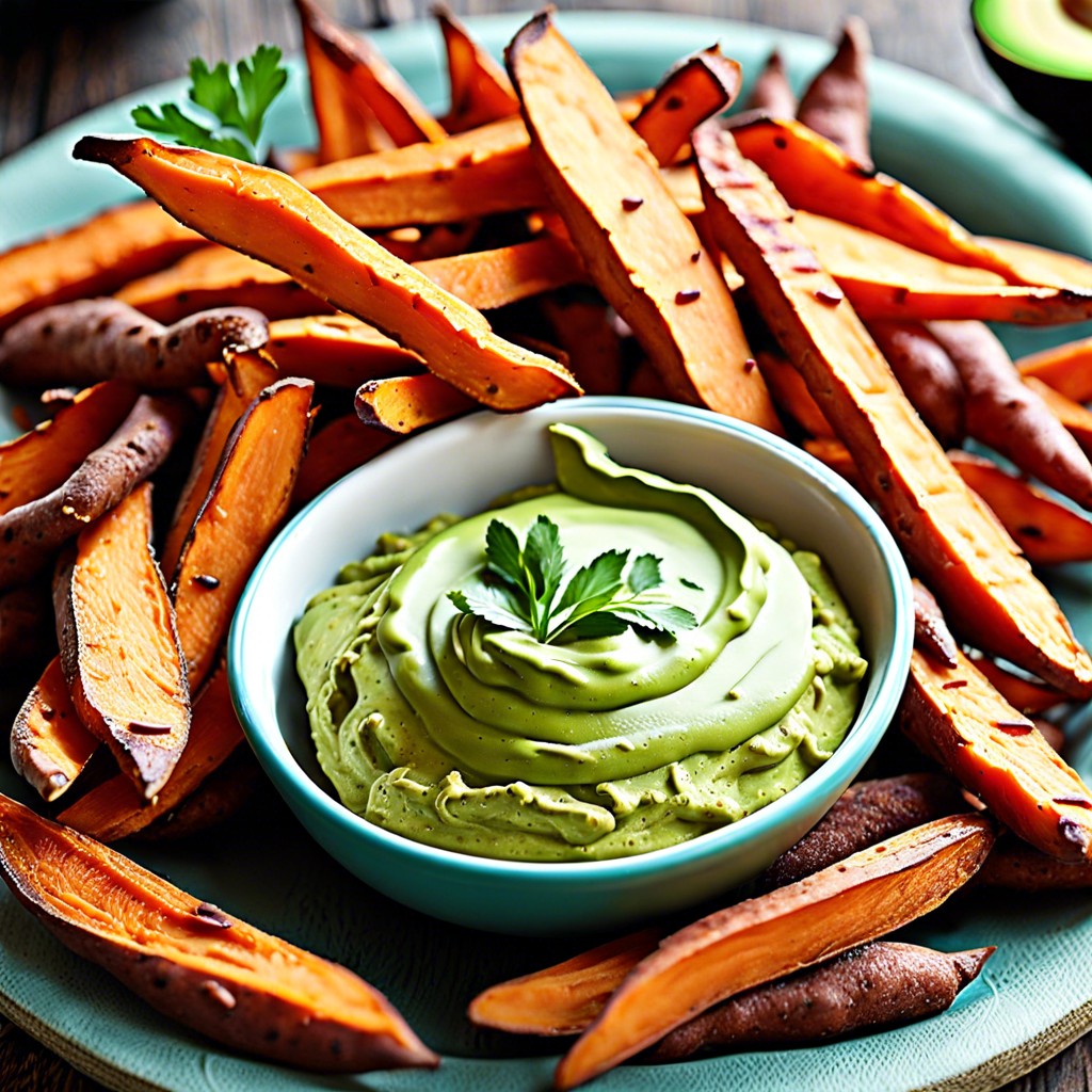 sweet potato fries with avocado dip