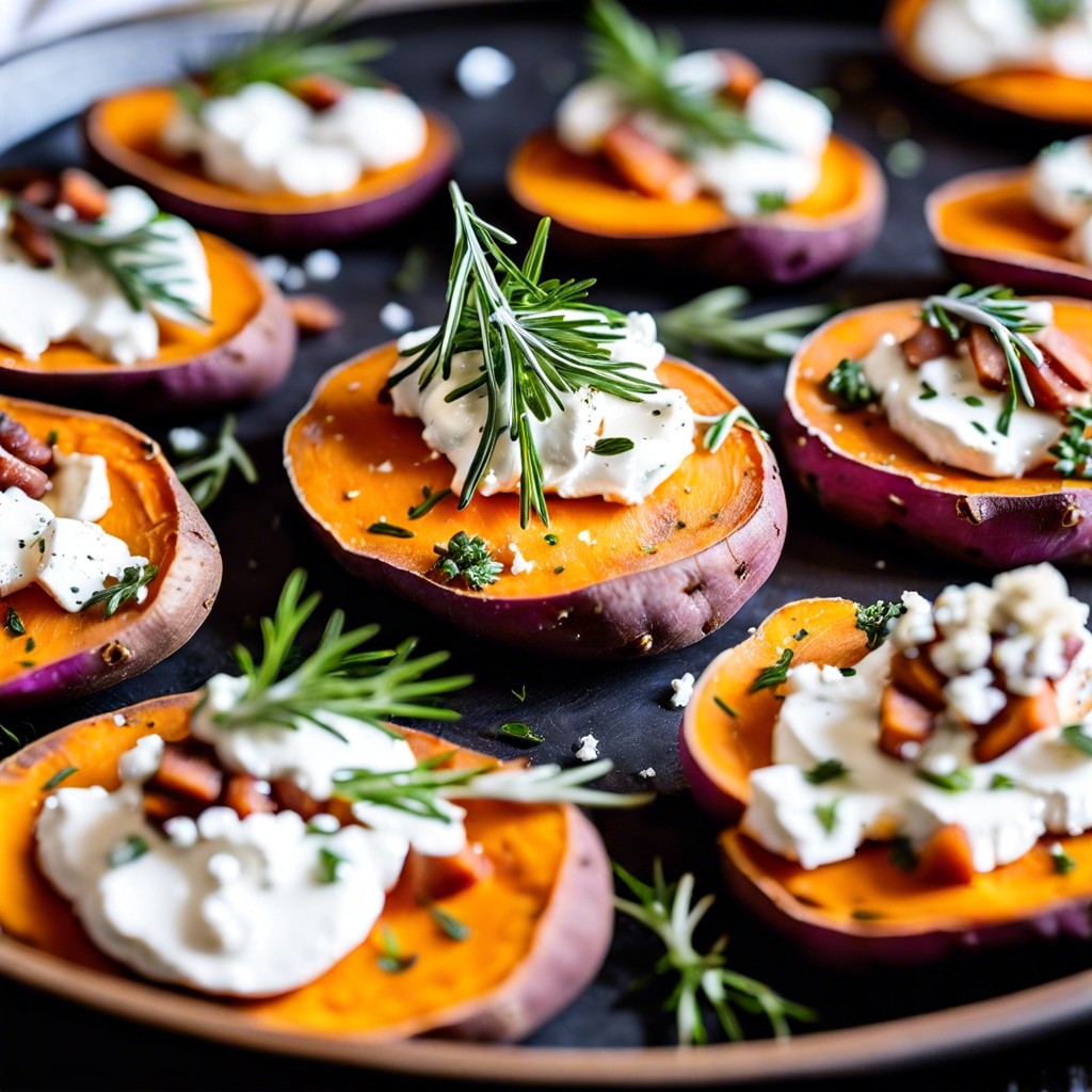 sweet potato rounds with goat cheese