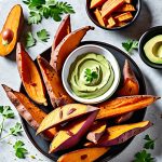 sweet potato wedges and avocado dip