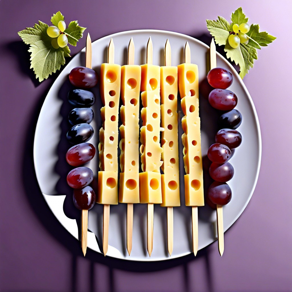 sword of the spirit skewers cheese and grape skewers arranged to look like swords