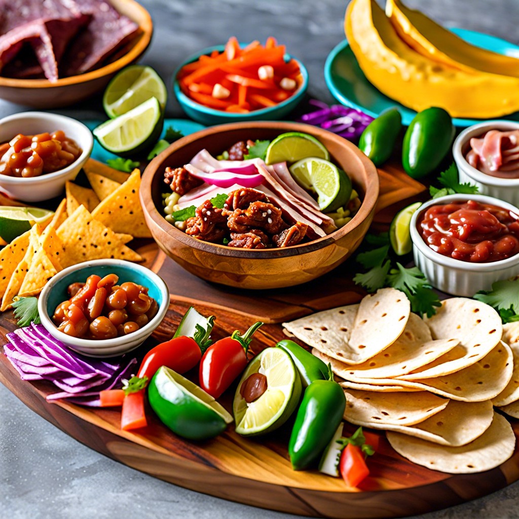 tex mex charcuterie mini tacos guacamole salsa