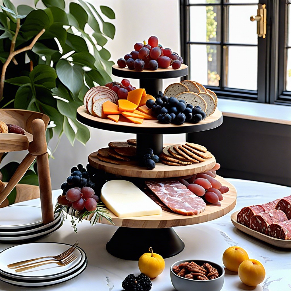 tiered cake stand arrangement