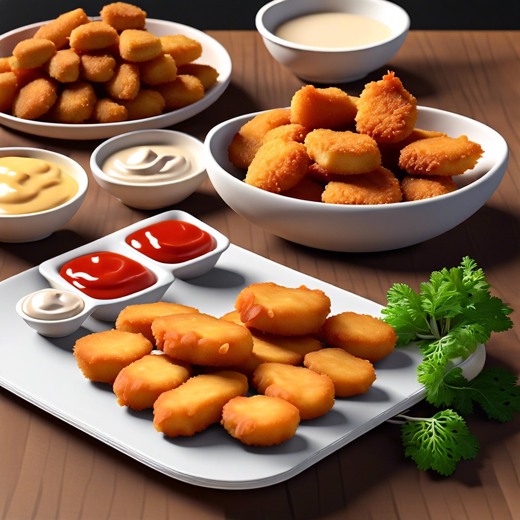 tiny chicken nuggets and dip