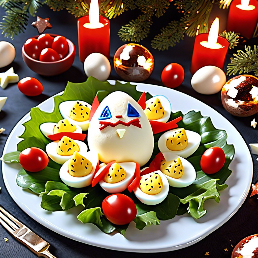 togepi egg salad deviled eggs decorated to look like togepi