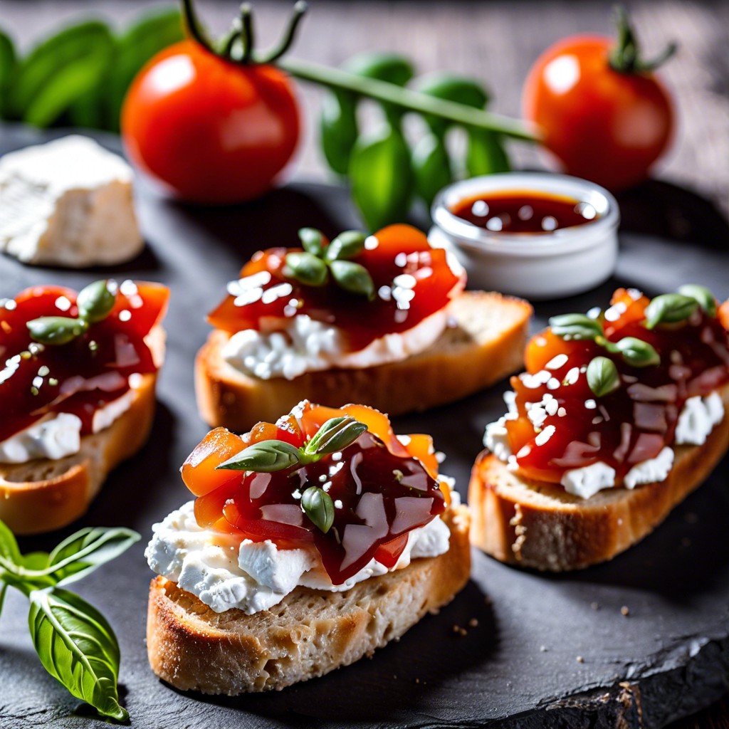 tomato jam crostini with goat cheese