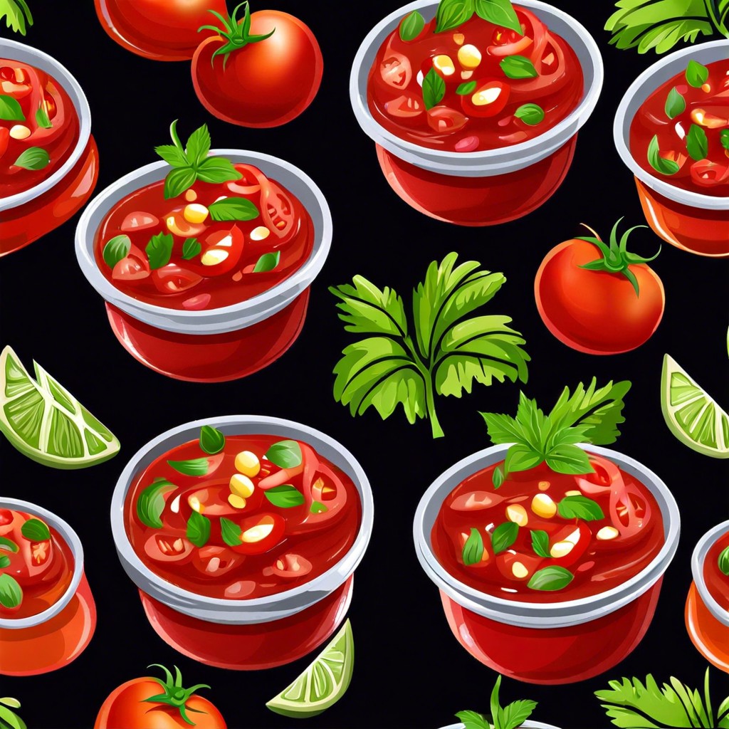 tomato salsa cups in tortilla shells