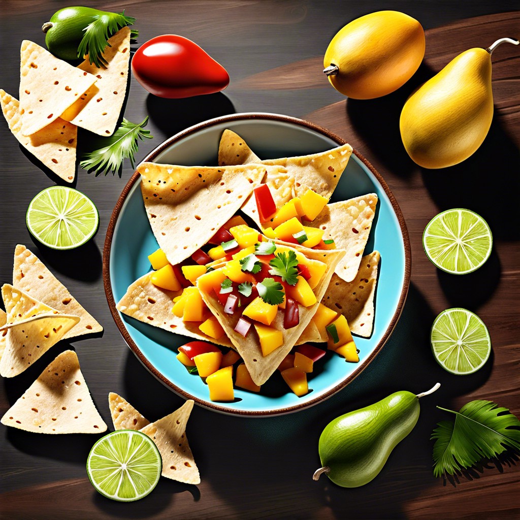 tortilla chips with sweet and spicy mango salsa