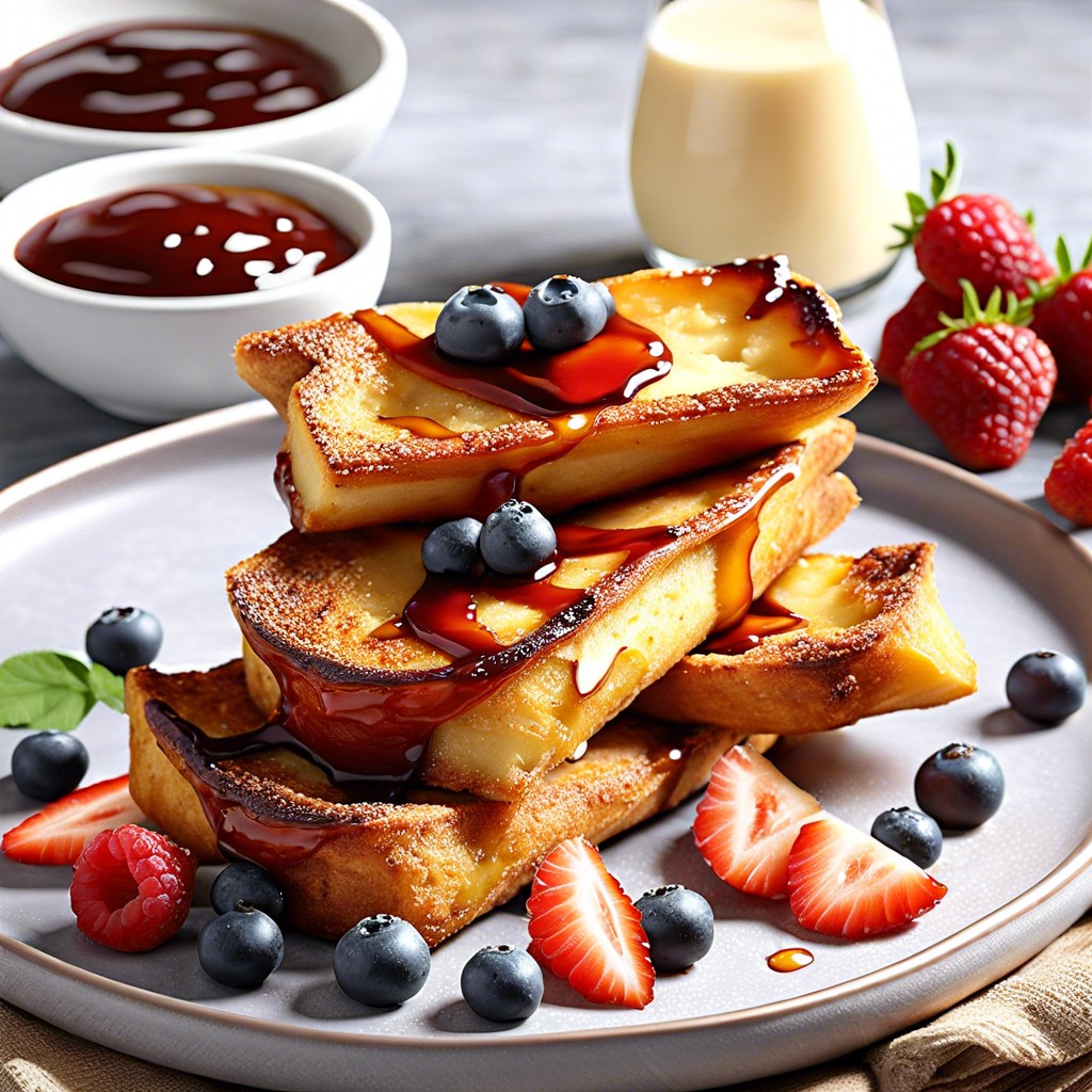 tortilla french toast sticks with cinnamon and sugar