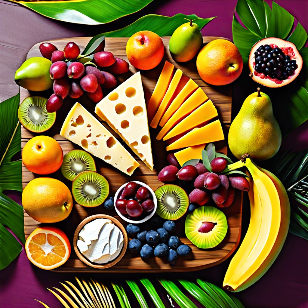 tropical fruit and cheese board