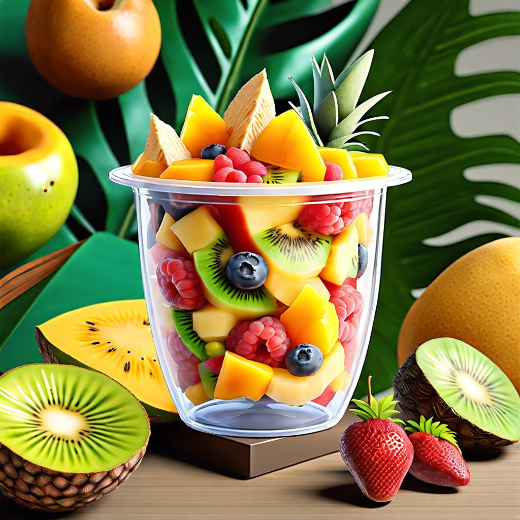 tropical fruit salad mango pineapple kiwi