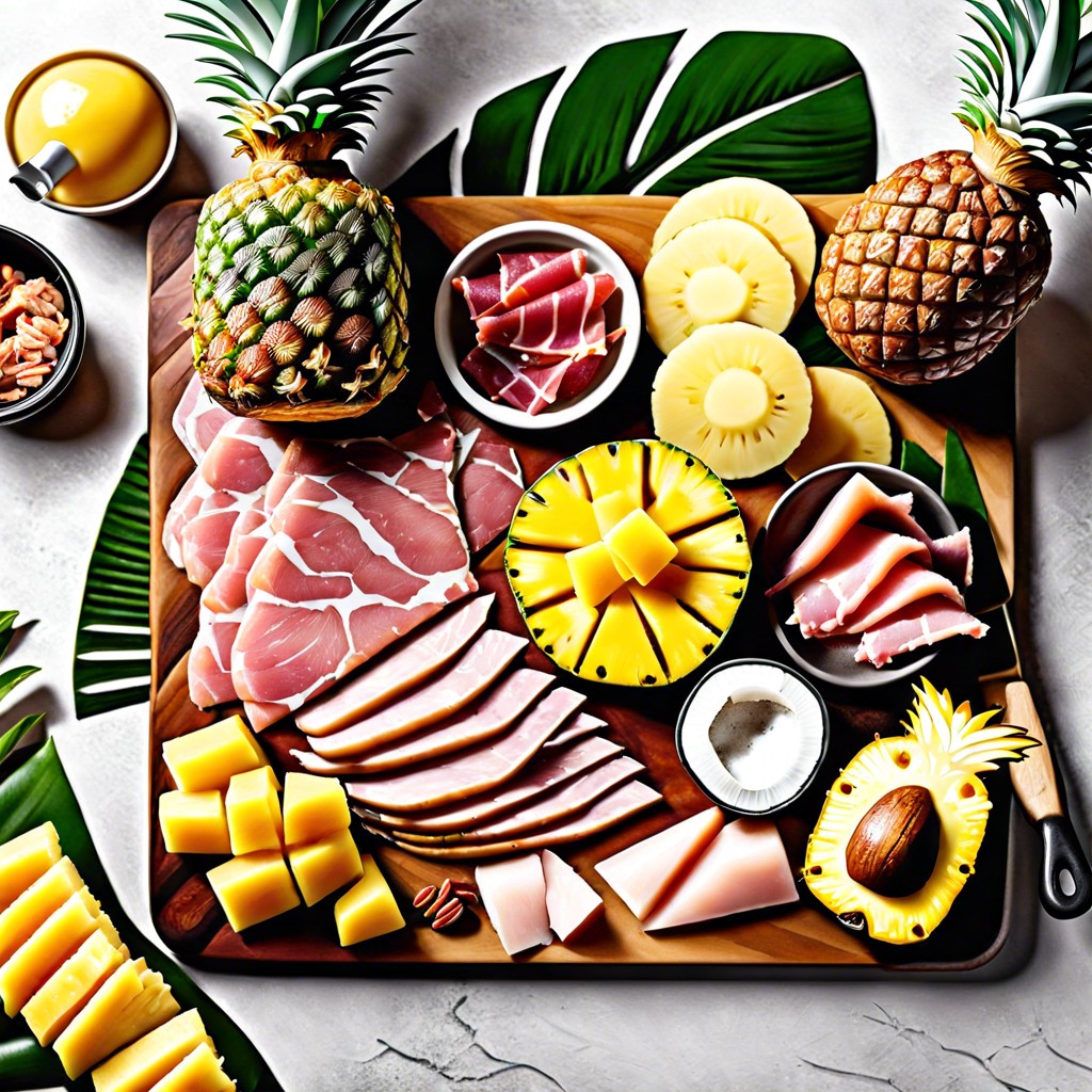 tropical vibes pineapple coconut chips ham