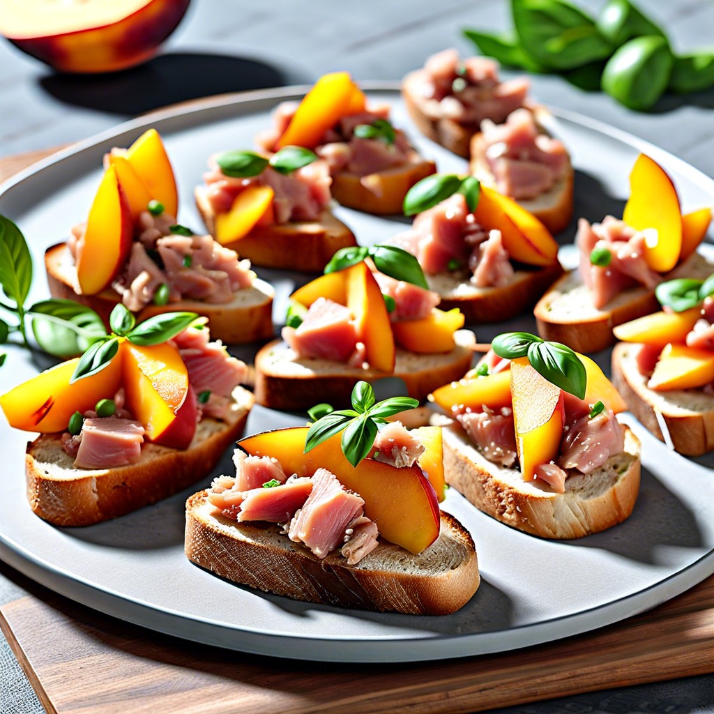 tuna and peach bruschetta