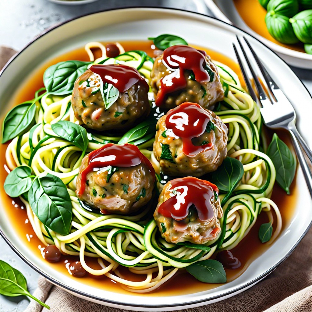 turkey and spinach meatballs with zucchini noodles