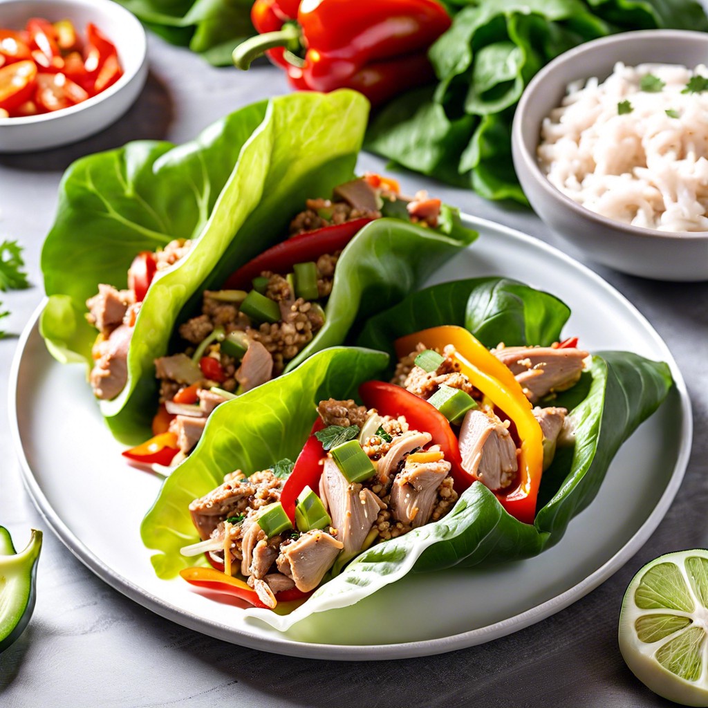 turkey lettuce wraps with bell peppers