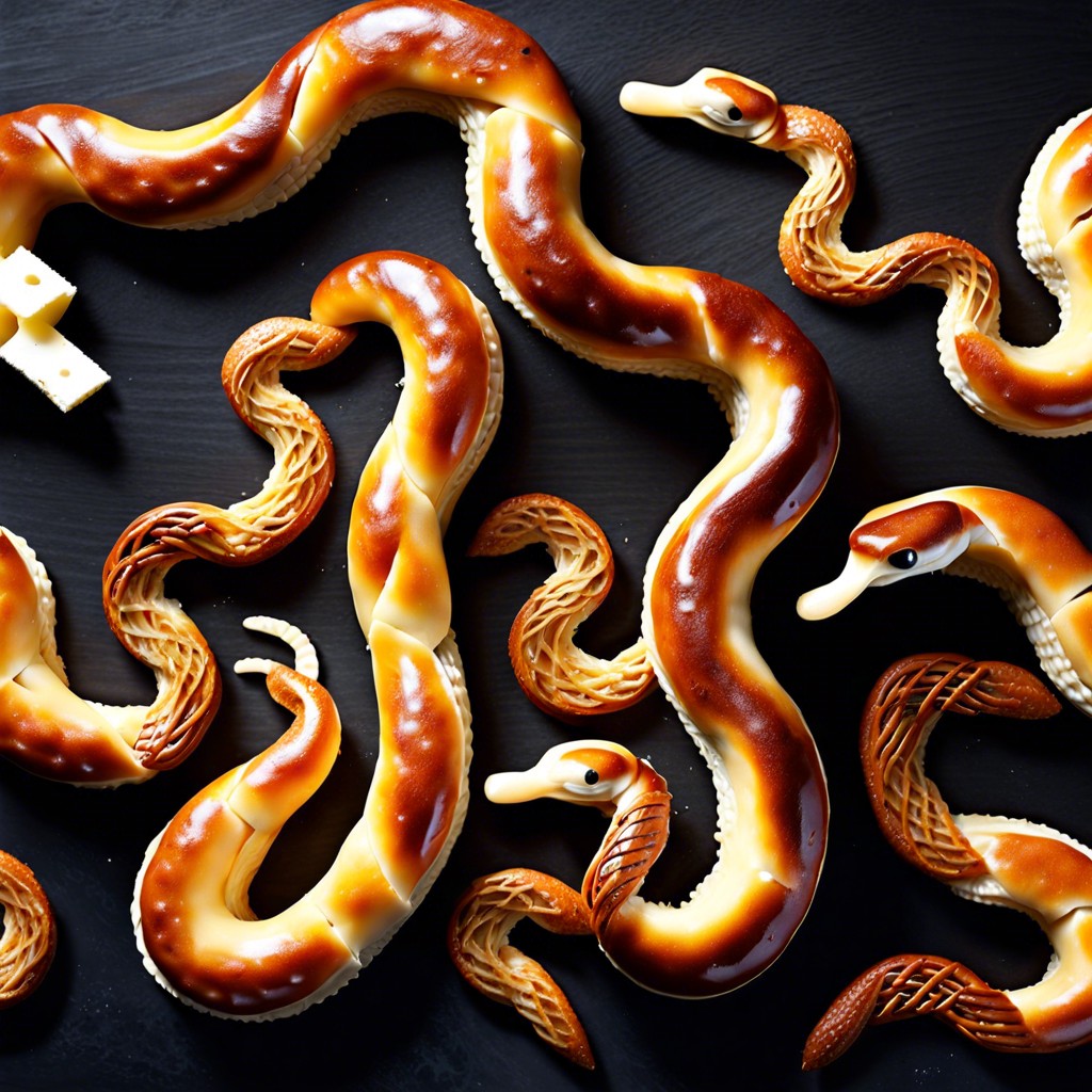 twisted cheese stick snakes