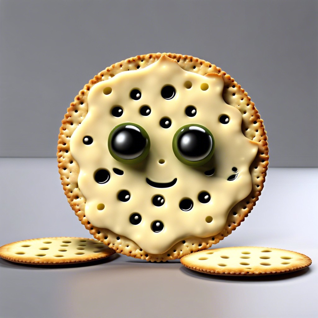 ufo crackers round crackers with cheese and olive aliens