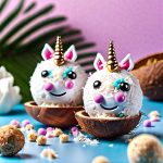 unicorn bliss balls with coconut and colored sprinkles