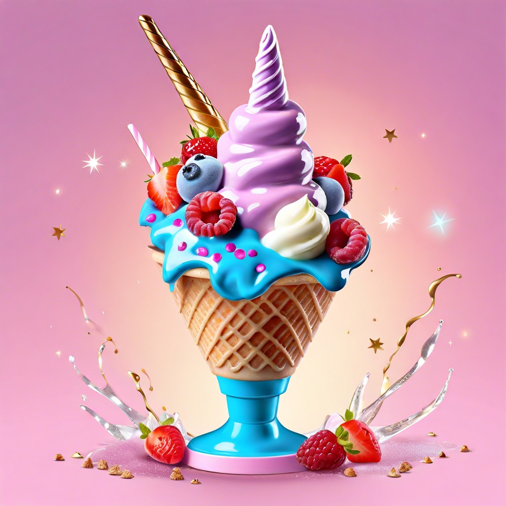 unicorn ice cream sundaes with star shaped toppings