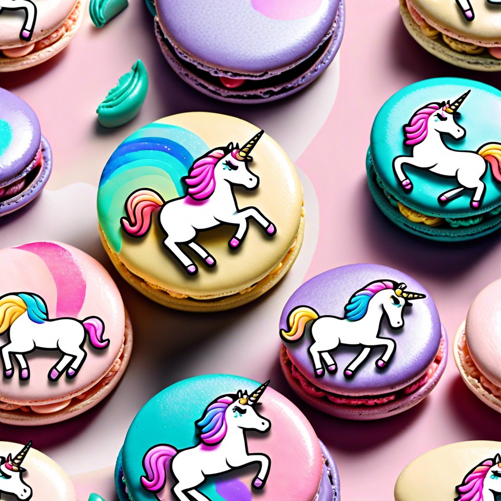 unicorn macarons with pastel swirls