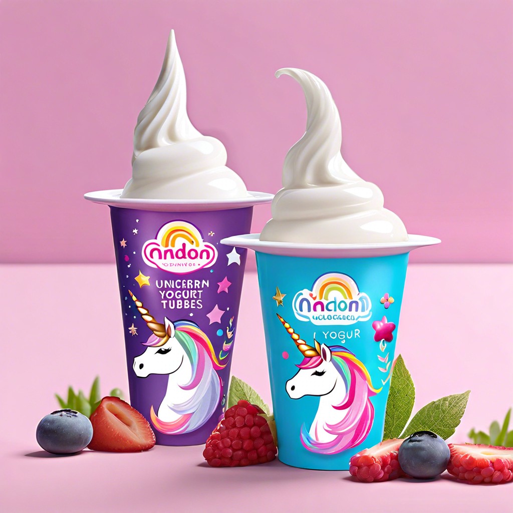 unicorn themed yogurt tubes
