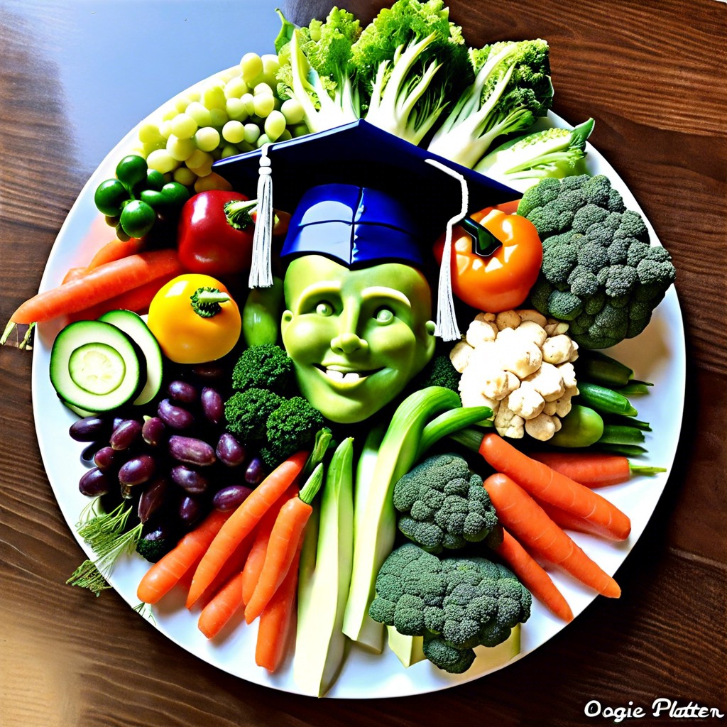 valedictorian veggie platter arrange in the shape of a graduation cap