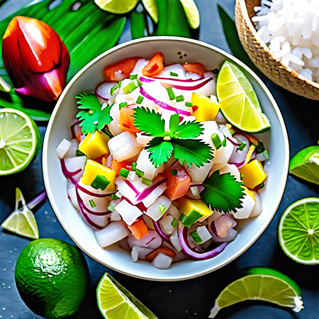 vegan ceviche with coconut and lime