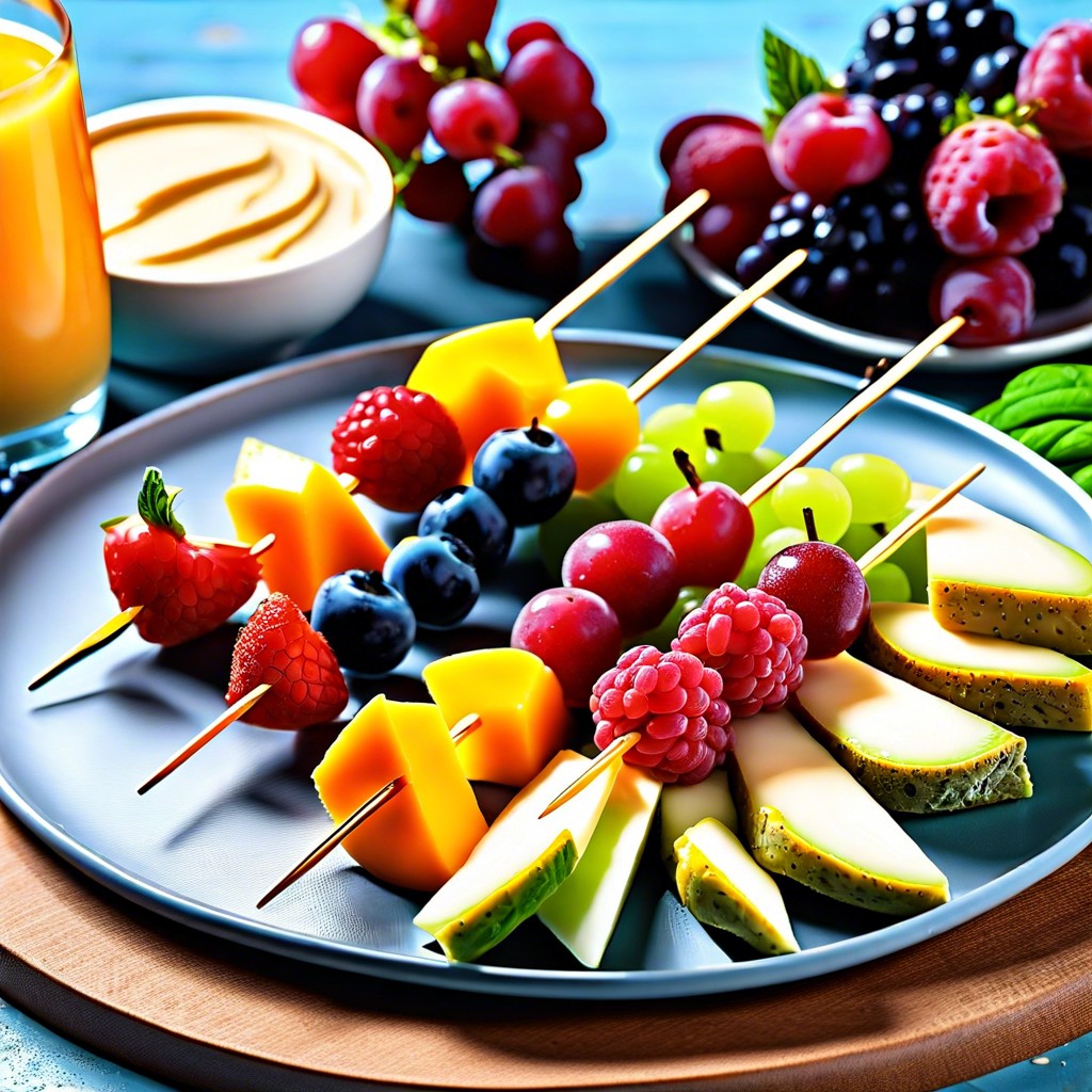 vegan cheese and fruit skewers