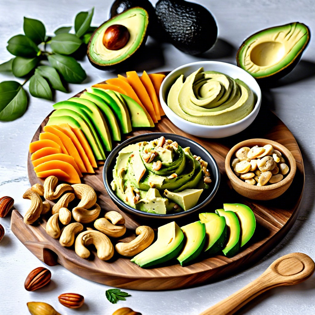 vegan delight board cashew cheese roasted chickpeas avocado slices rice crackers