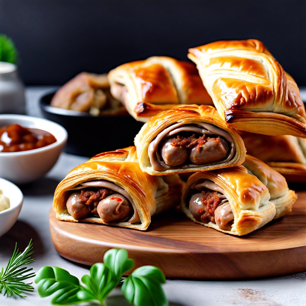 vegan sausage rolls with puff pastry