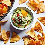 veggie chips and guacamole dip