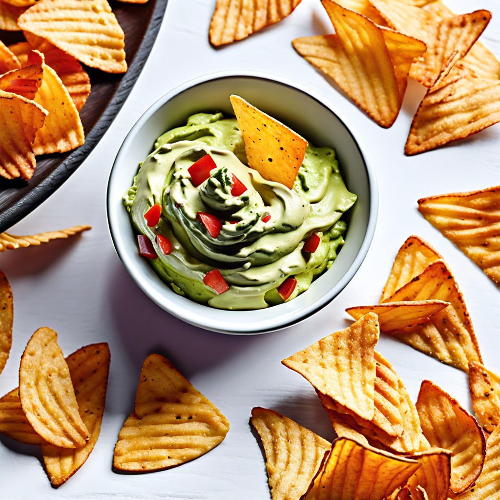 veggie chips and guacamole dip