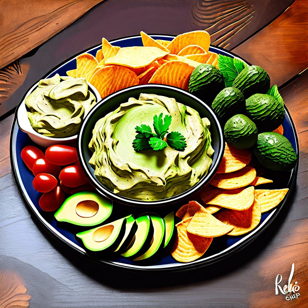 veggie chips with avocado dip