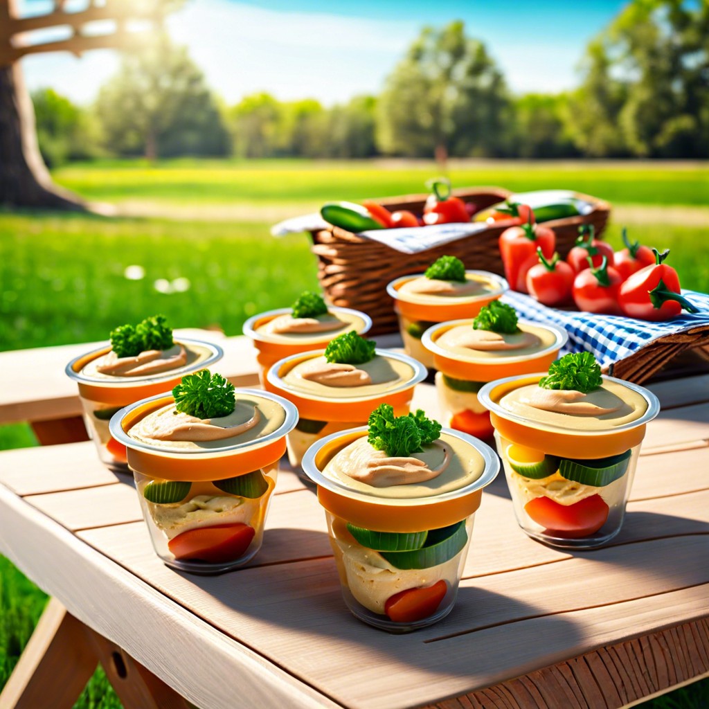 veggie cups with hummus