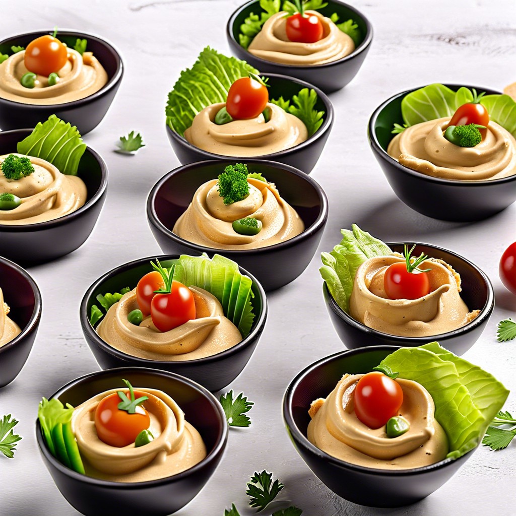 veggie cups with hummus dip