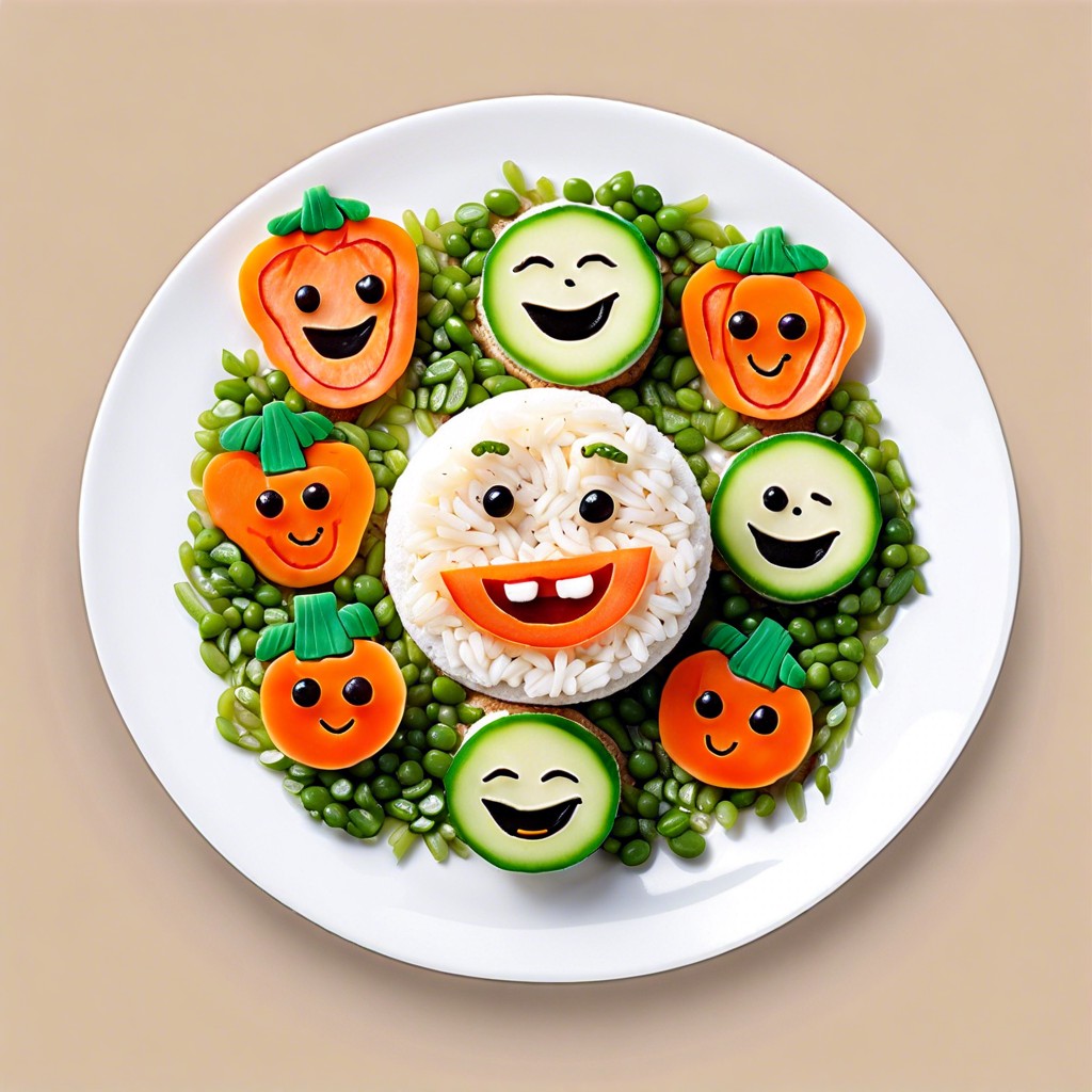 veggie faces on rice cakes