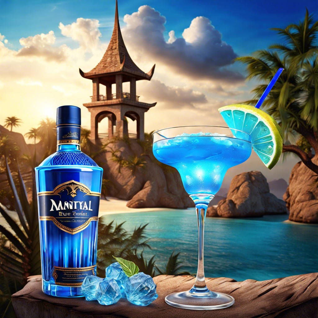 vial of mana blue curacao cocktail