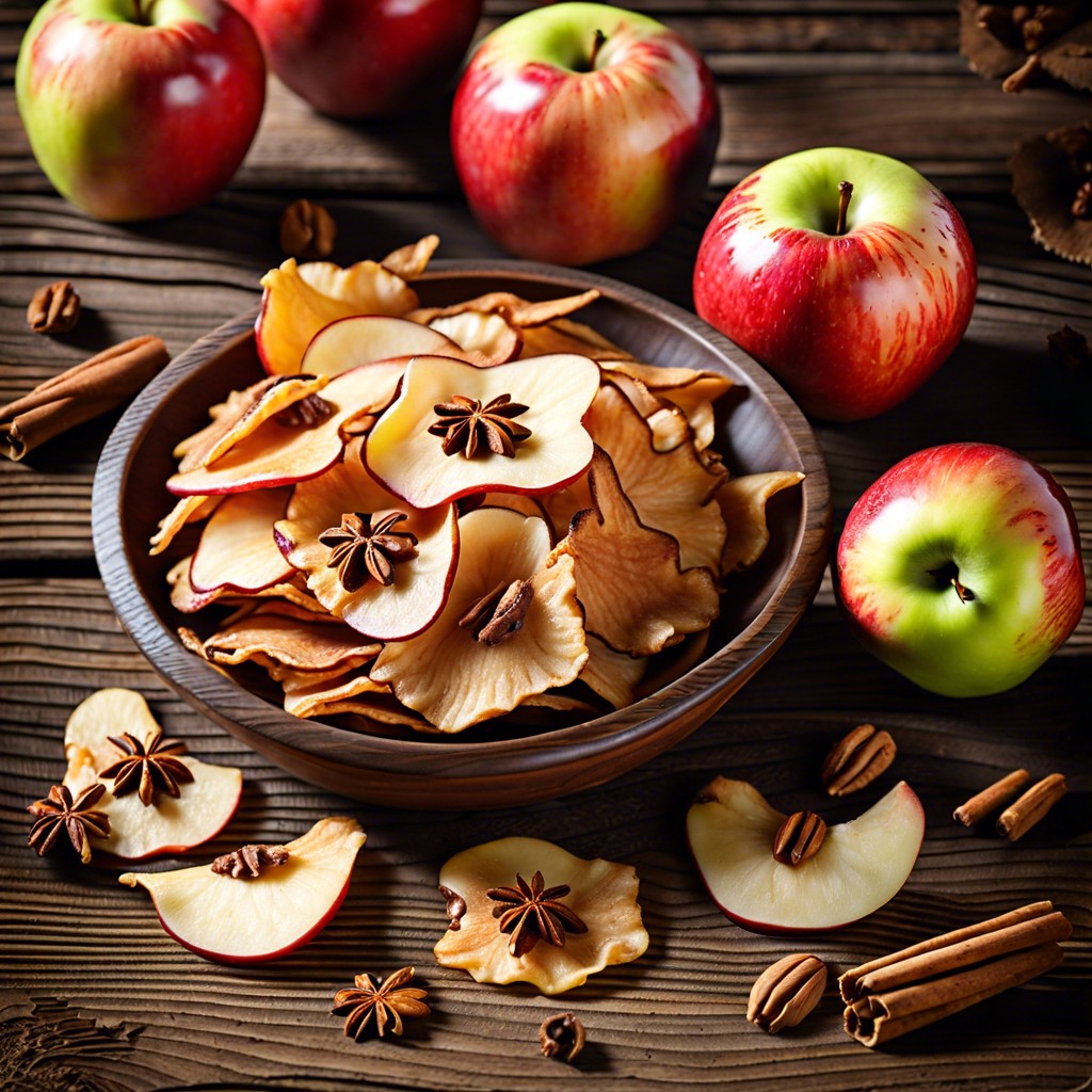 warm apple chips sprinkled with nutmeg