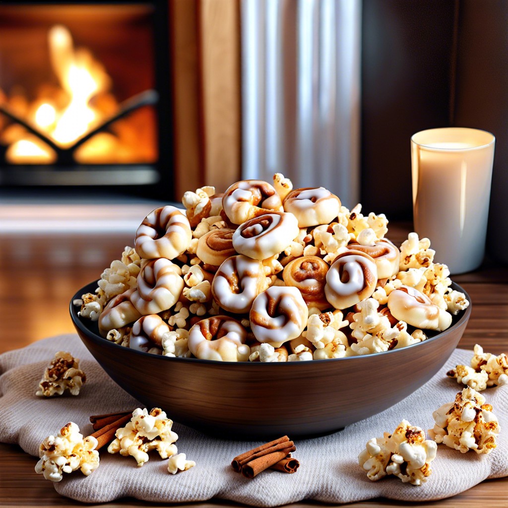 warm cinnamon bun popcorn