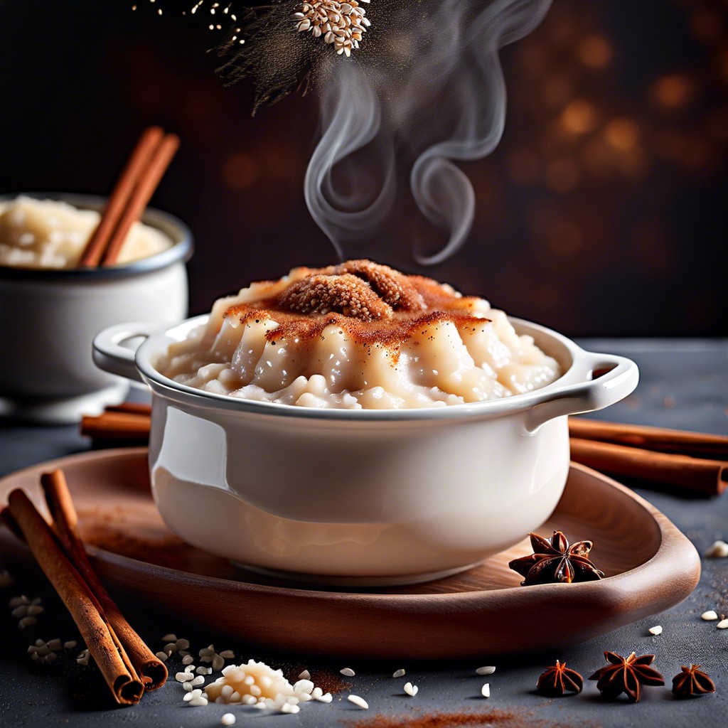 warm rice pudding with cinnamon