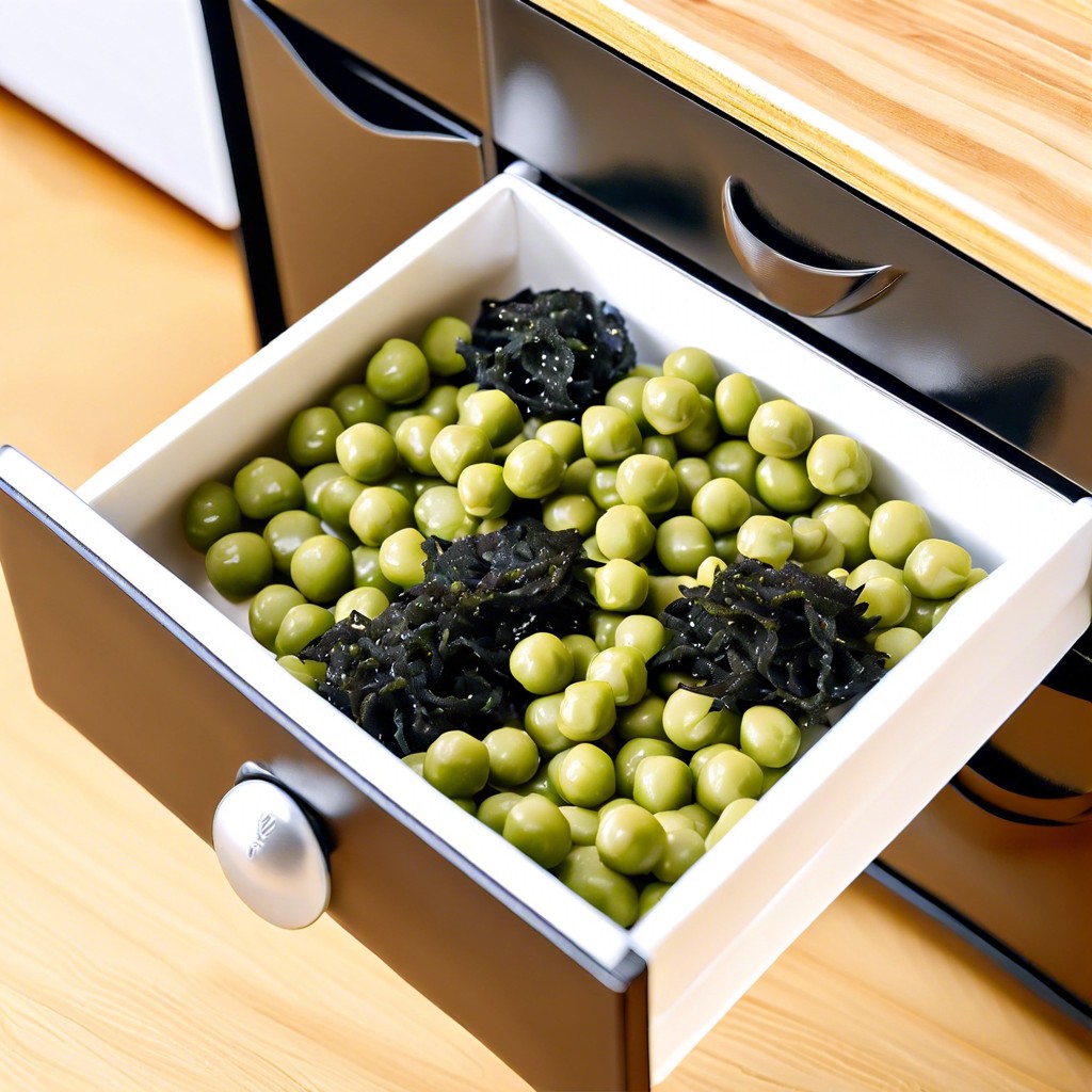 wasabi peas and dried seaweed