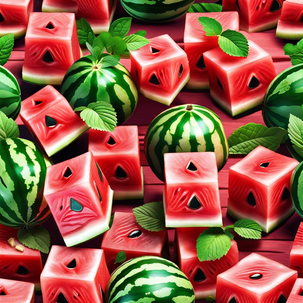 watermelon cubes with mint