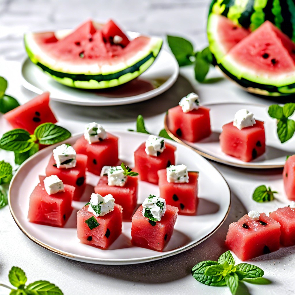 watermelon feta and mint bites