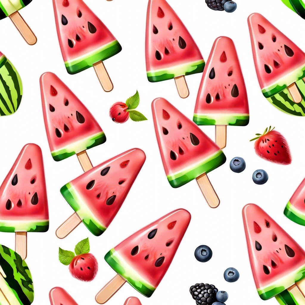 watermelon popsicles with yogurt and berries