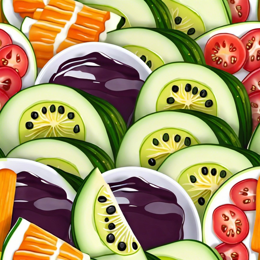 wavy cucumber slices with dip