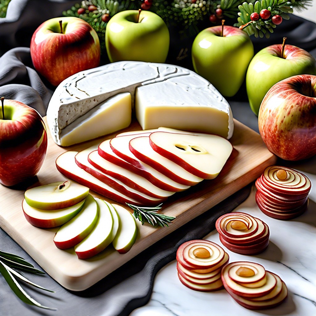 white cheddar with apple slices