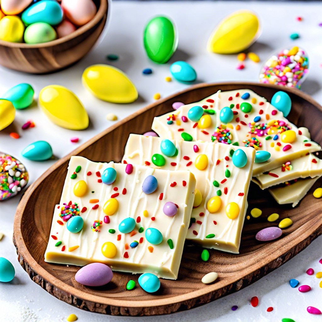 white chocolate bark with sprinkles