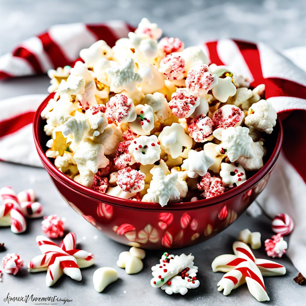 white chocolate peppermint popcorn mix