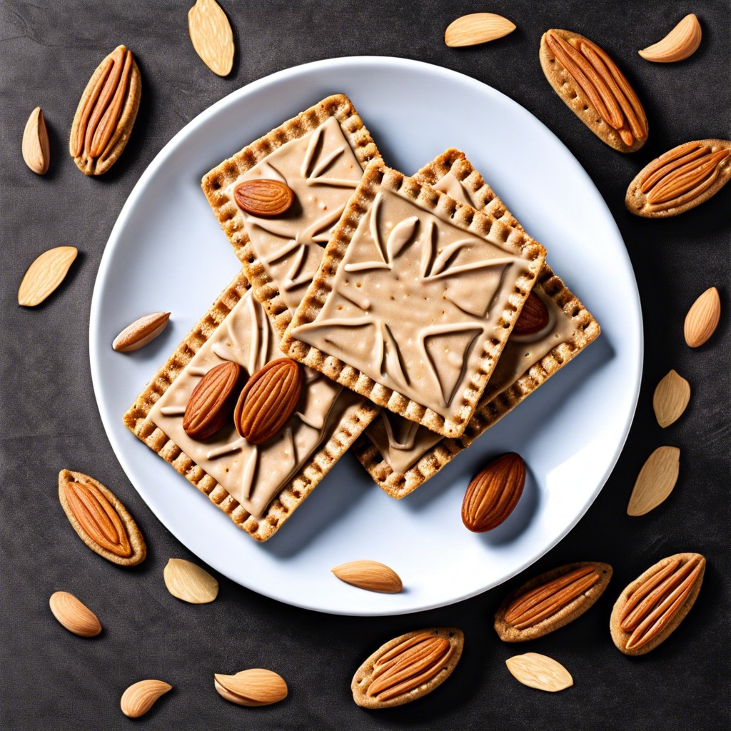 whole grain crackers with almond butter