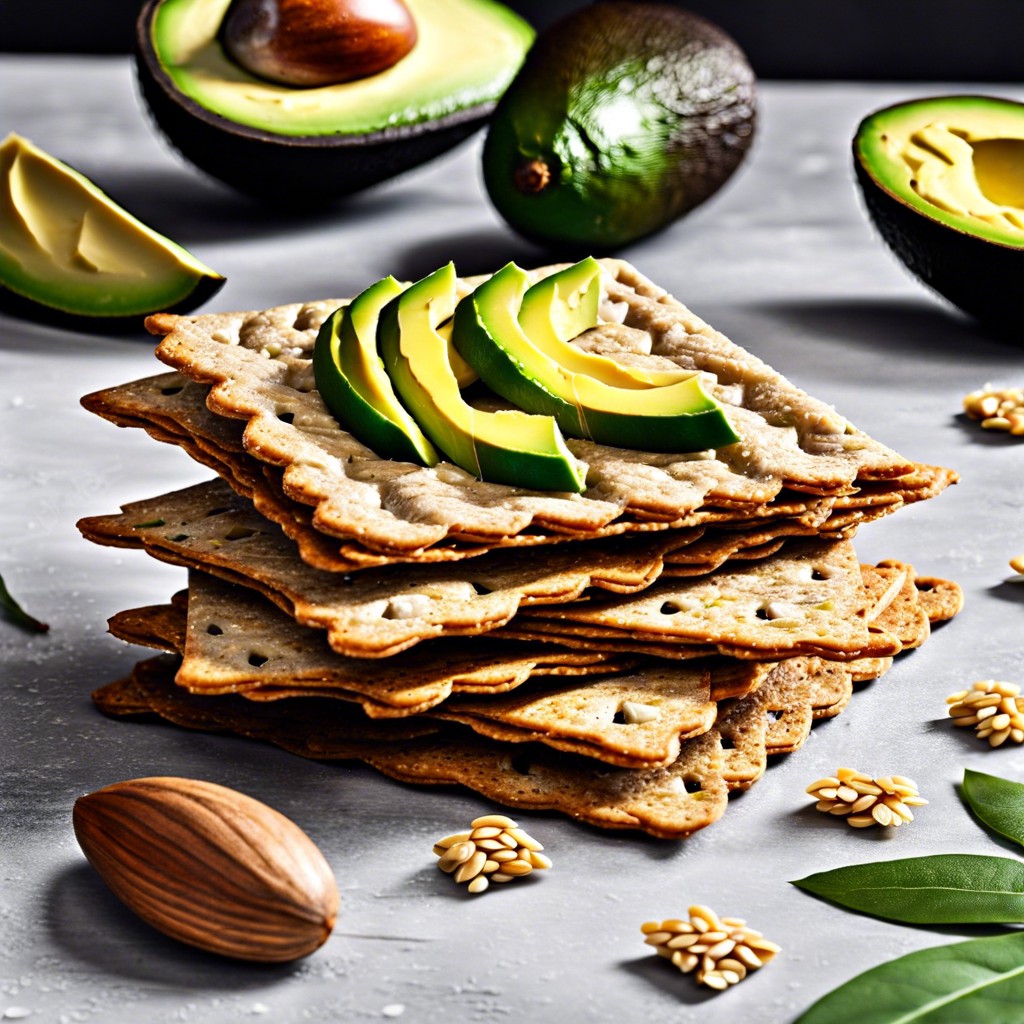 whole grain crackers with avocado