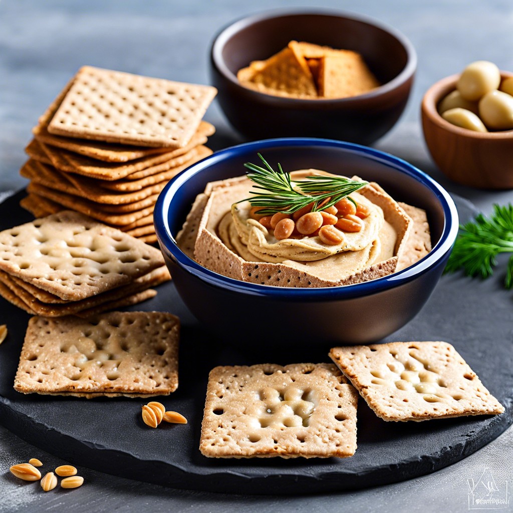 whole grain crackers with hummus